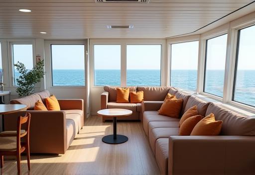 Interior view of passenger lounge inside ferry vessel 3