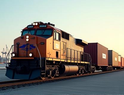 Freight train and truck side by side near a port terminal