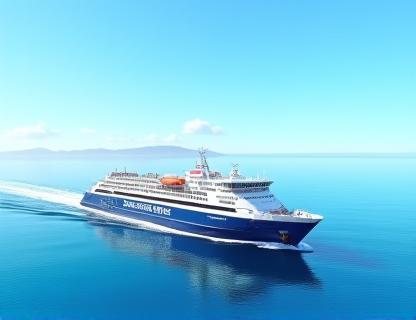 Passenger ferry sailing on calm blue water
